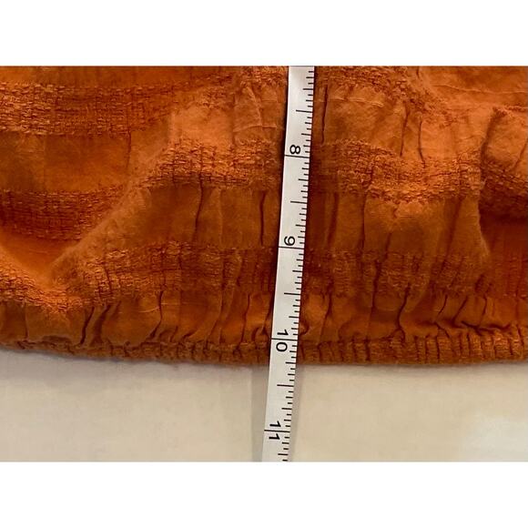 Aerie Burnt Orange Cotton Textured Gathered Crop Top, Spaghetti Straps, XL - Picture 7 of 12